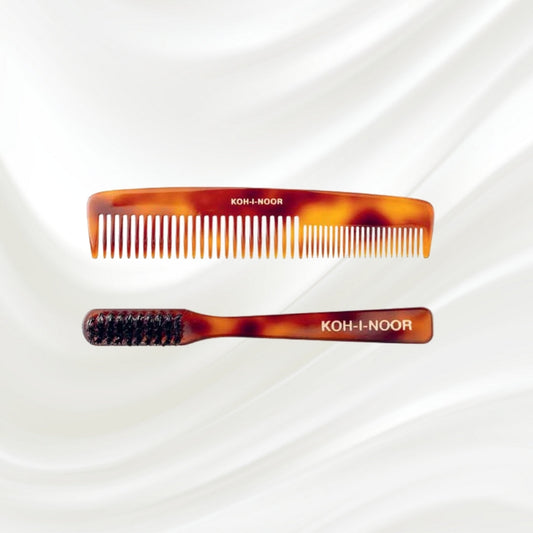 Jaspè Mustache and Beard Boar Hair Brush & Comb Set