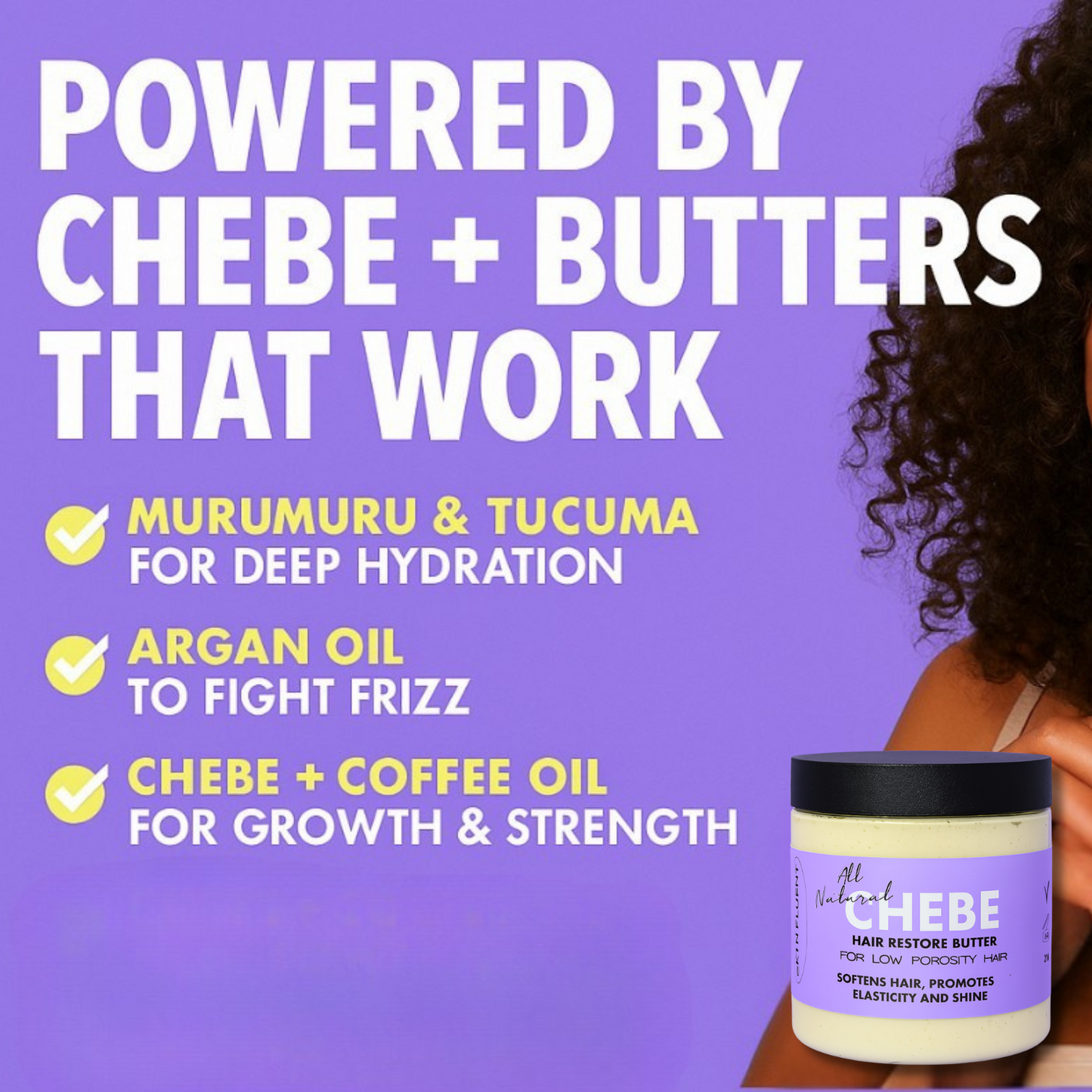 Low Porosity Chebe Hair Butter – Deep Moisture + Frizz Control